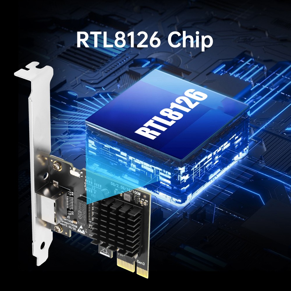 5GbE PCIe Network Card RTL8126 Multi-Gigabit Ethernet Adapter for Desktop Gaming
