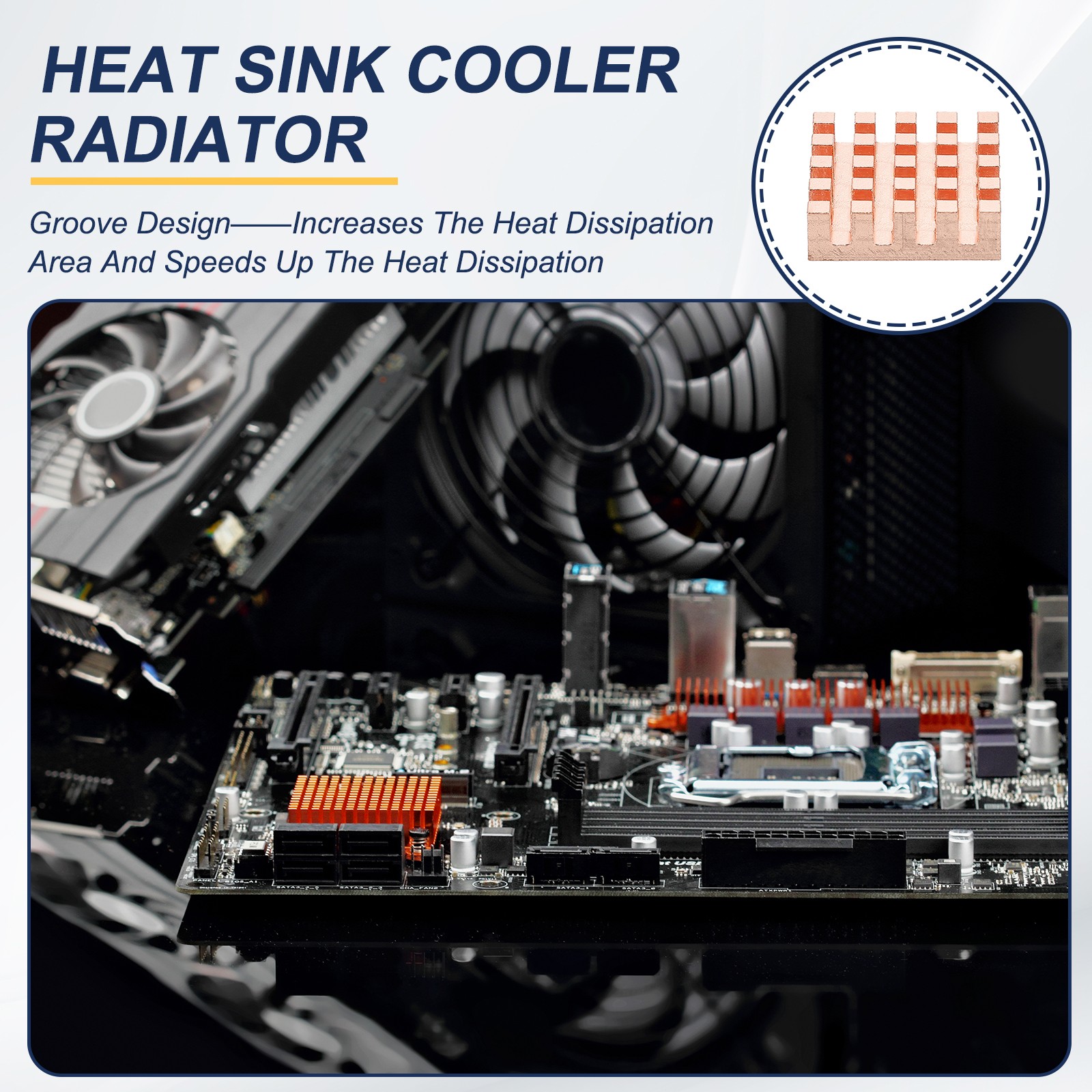 8 Pcs Copper Heatsink 12x12x6mm, Heat Sink Cooler Radiator for Raspberry Pi