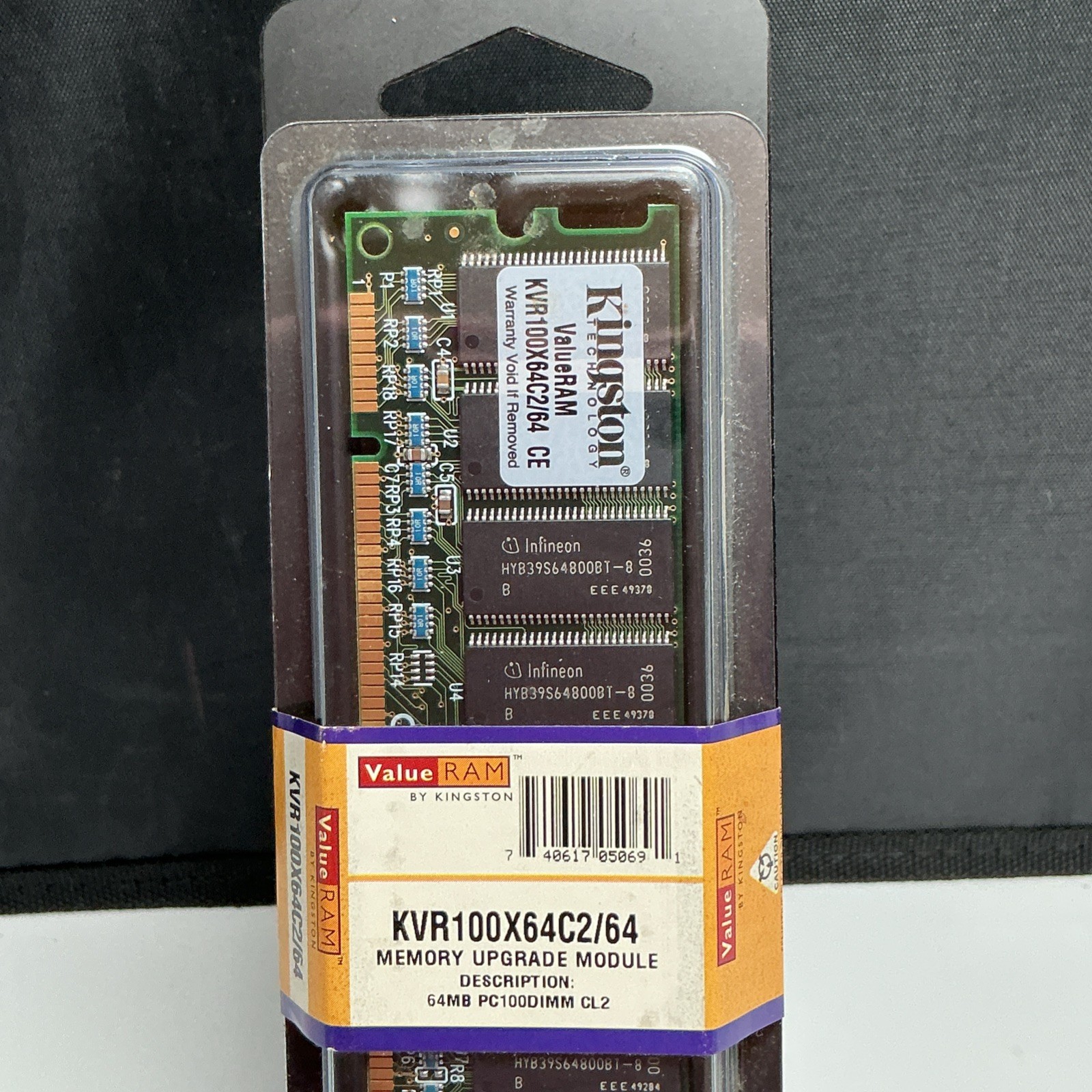 NEW Sealed Vintage Kingston ValueRAM 64MB PC100 SDRAM DIMM RAM KVR100X64C2/64