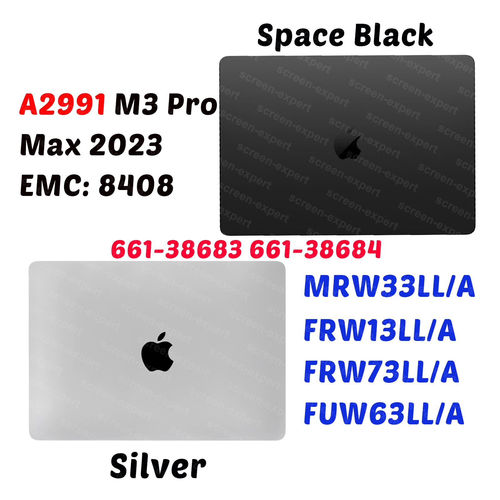 for MacBook Pro Retina A2991 M3 EMC 8408 MRW63xx/A MRW73xx/A LCD Screen Assembly