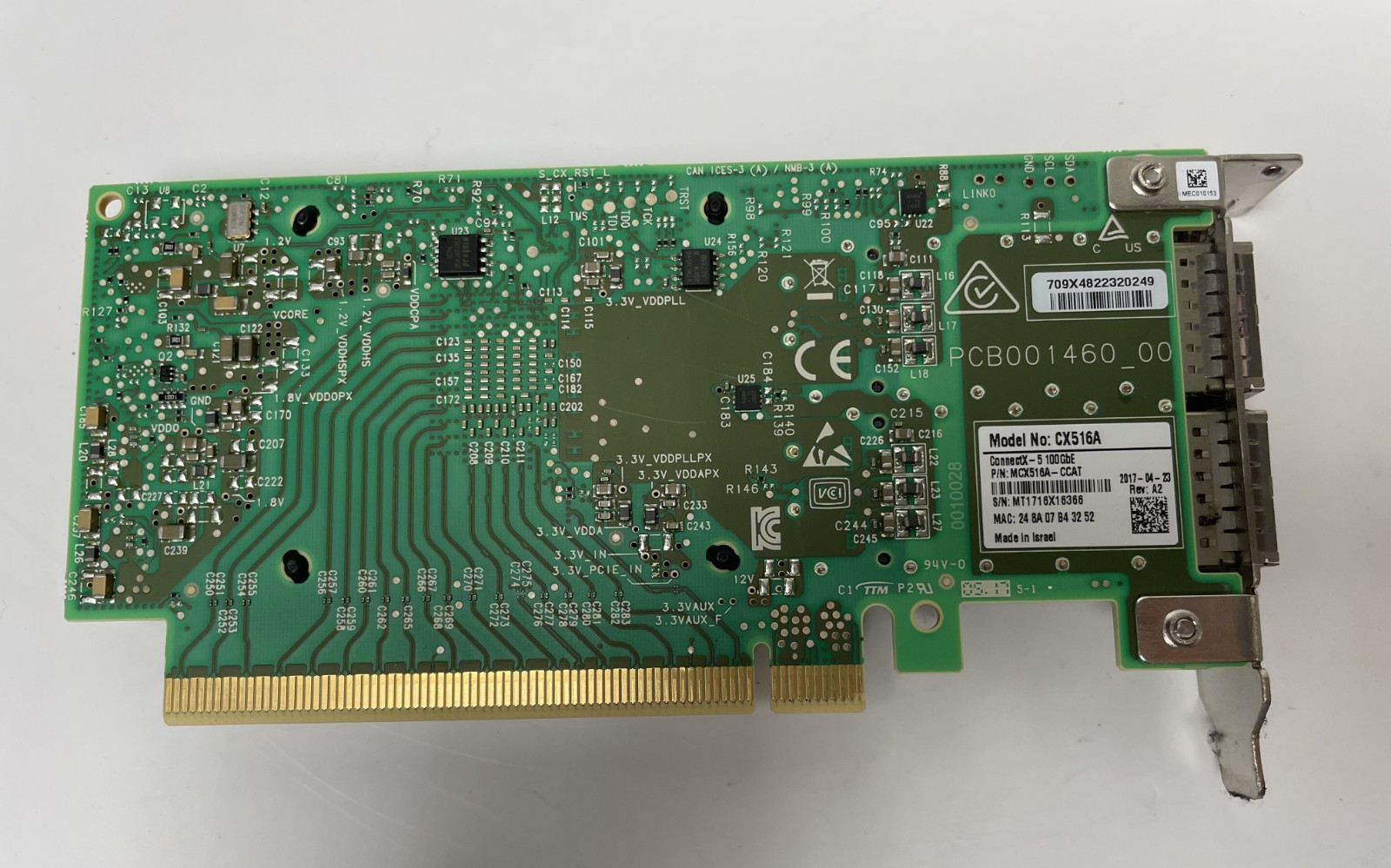 Mellanox MCX516A-CCAT CX516A ConnectX-5 100GbE Network Adapter Card Low Profile