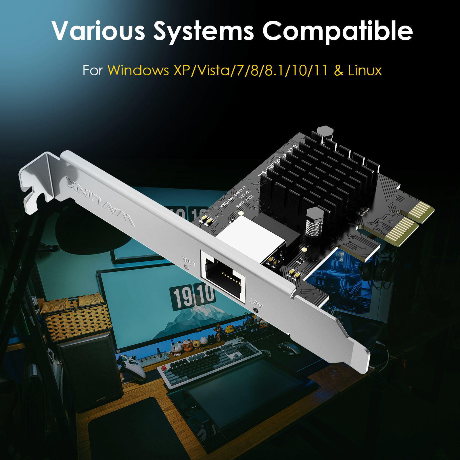 10G/5G/2.5G/1G PCIe Network Card PCI to RJ45 Wifi Card Ethernet LAN Adapter