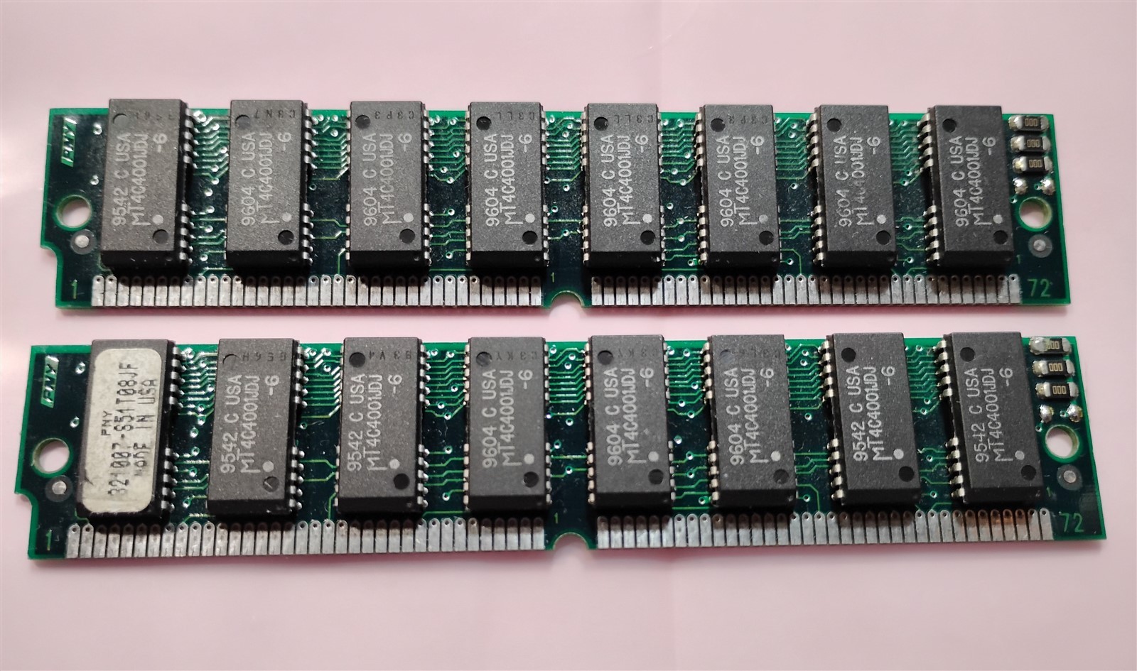PNY 8MB Kit 2x4MB 72-pin SIMM RAM 60ns FPM Non-Parity 1Mx32 5V 321007-S51T08JF