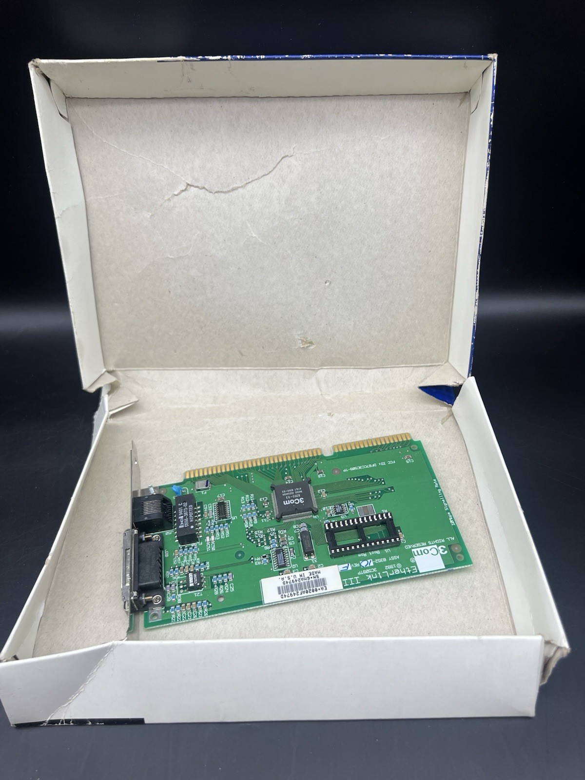 3Com EtherLink III 3C509B-TP ISA 10BASE-T Network Adapter w/ Box Untested