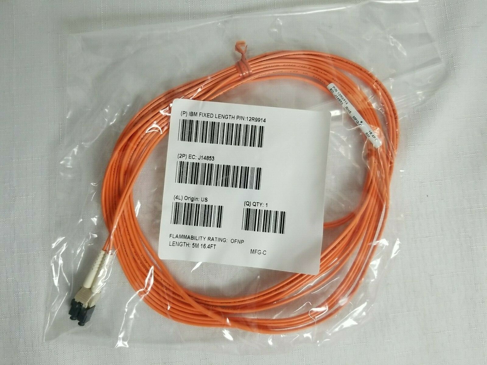 IBM Duplex Fiber Optical OFNP LC-LC 5m 16.4Ft Cable 12R9914 Tested Working