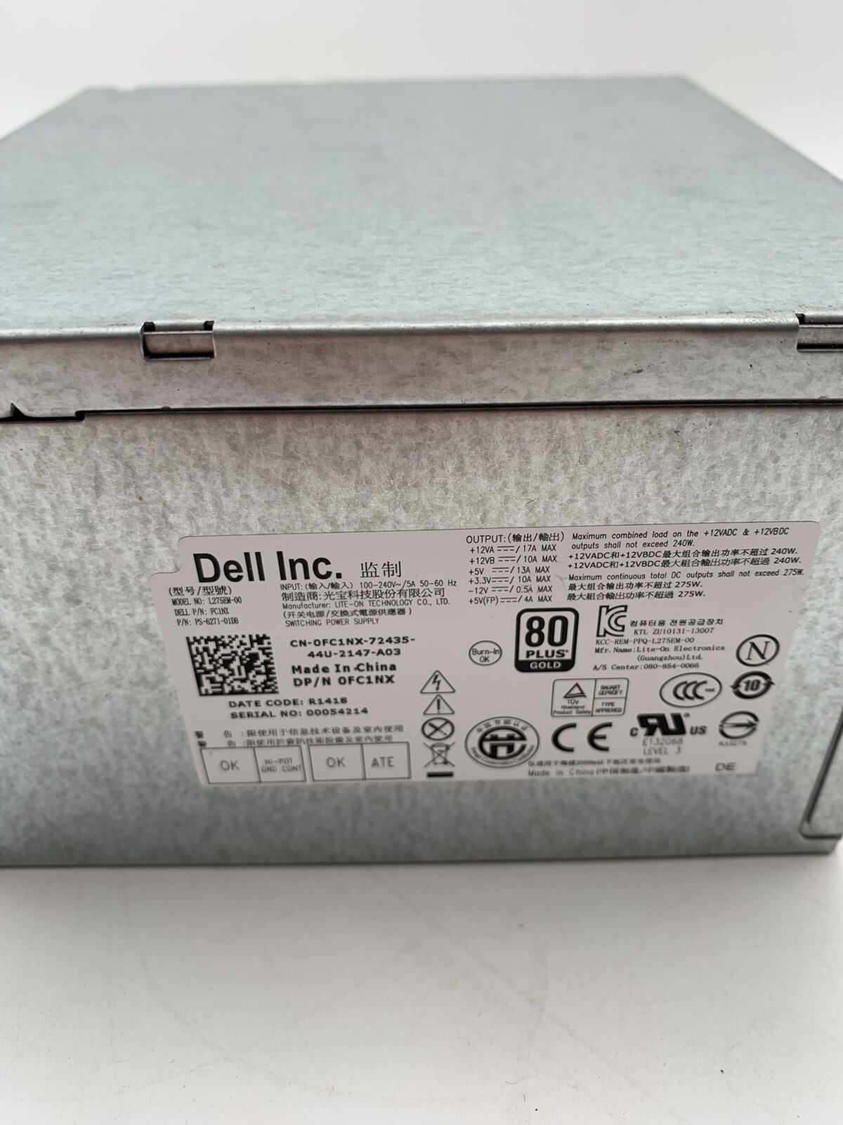 Lot Of 8 Power Supplies, Dell, Orion, Thermal Master (See Description For P/Ns)