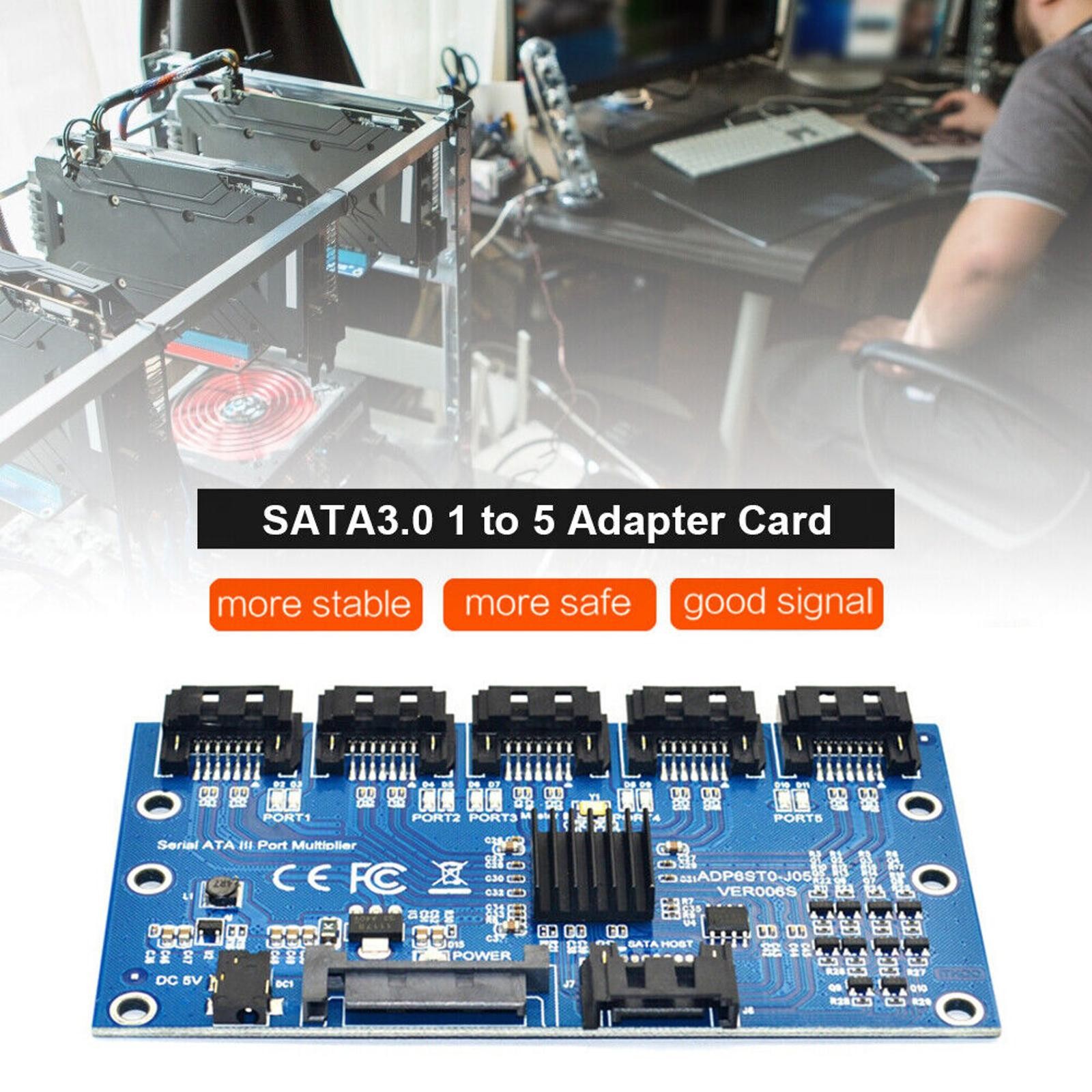 1 To 5 Ports SATA Expansion Card SATA3.0 7PIN Motherboard 6Gbps Riser Card Hub m