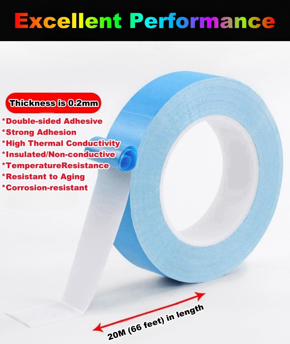 Double Sided Tape 1inch x 66Feet Thermal Heavy x 66 Feet, Blue