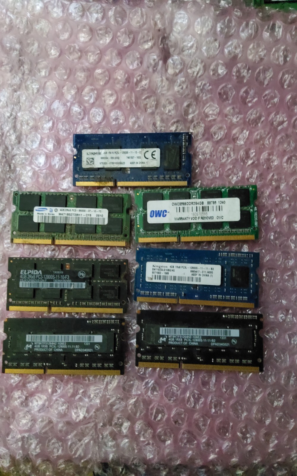 Lot of 8 (6-4GB, 1-2GB) DDR3 DDR3L Laptop RAM SODIMM Untested