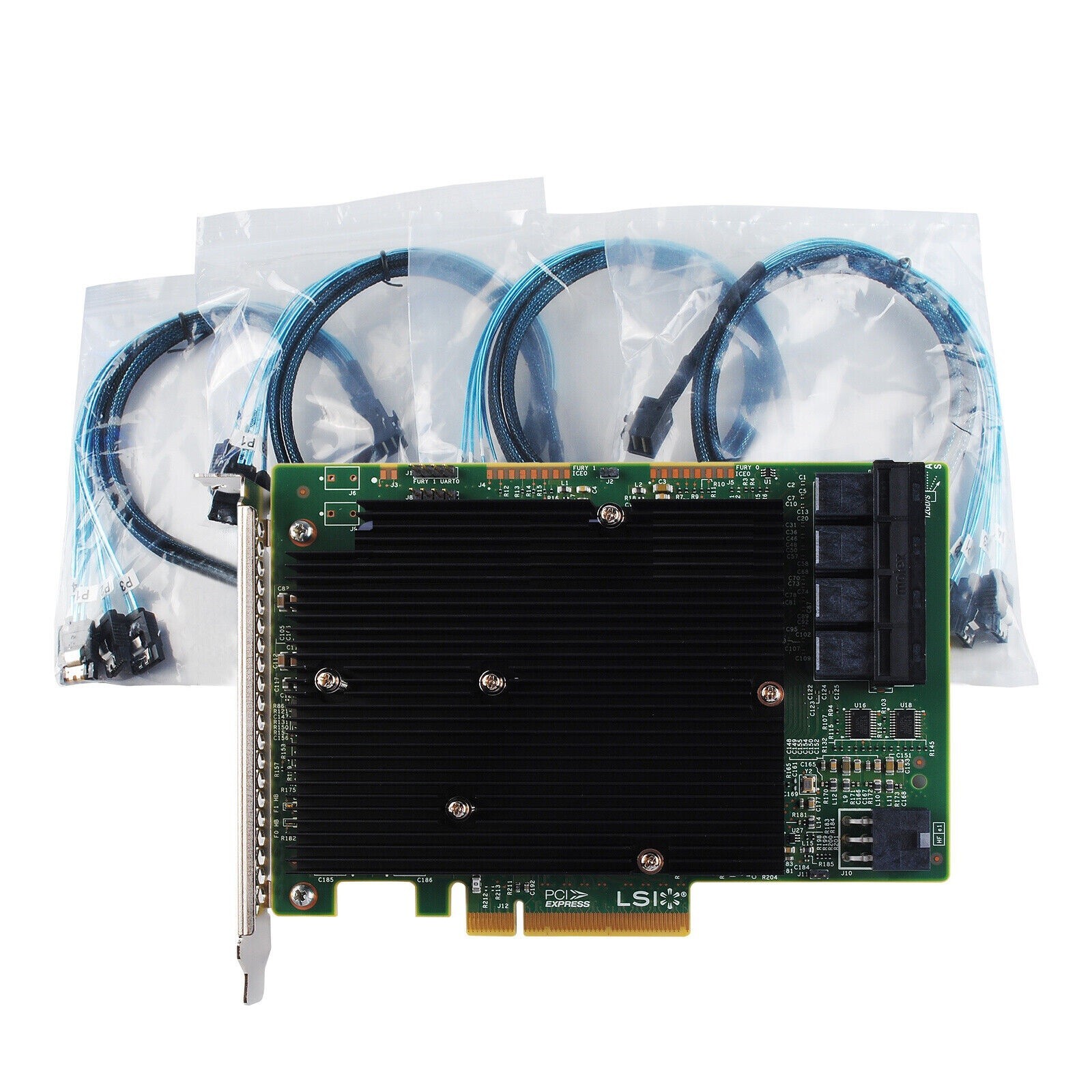 NEW LSI SAS 9300-16I 12GB/S HBA BUS ADAPTER CARD IT Mode 4*SFF-8643 SATA Cable