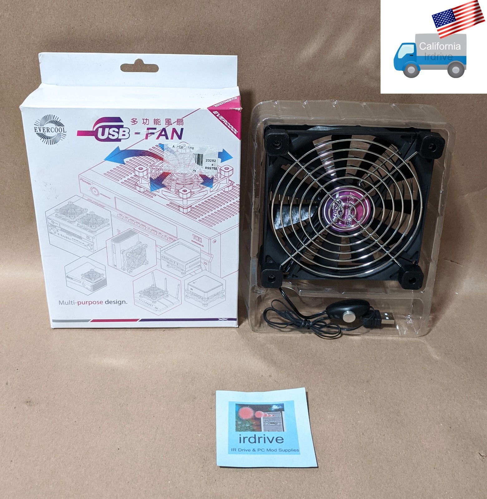 Evercool 140mm USB Powered NUC, Router, Amplifier, Console 2-Speed Cooling Fan
