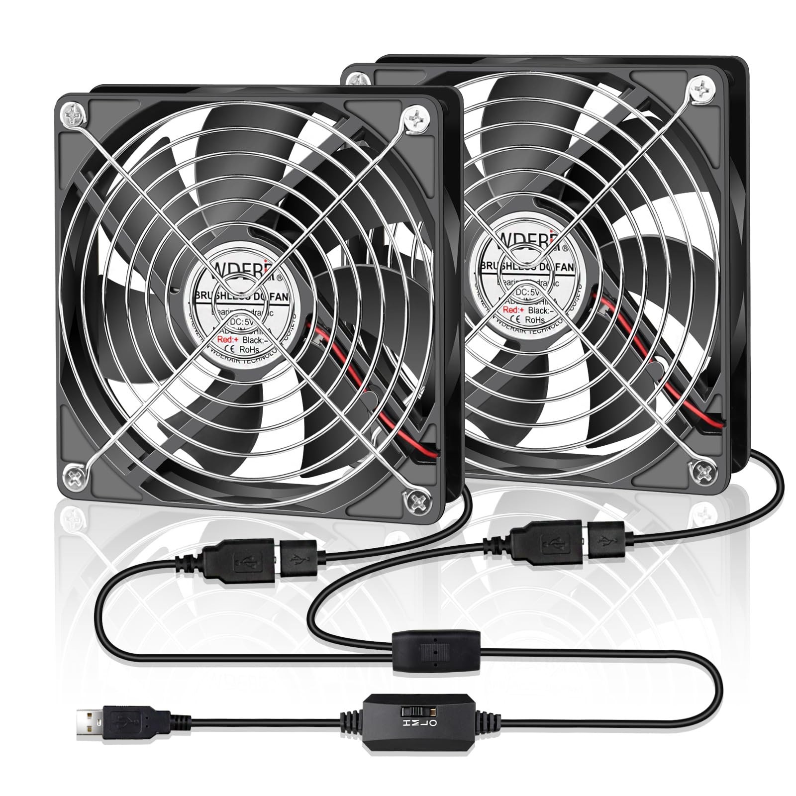 120mm Computer Case 5V USB Powered Fan, Small Silent Flat Cooler with Speed C…