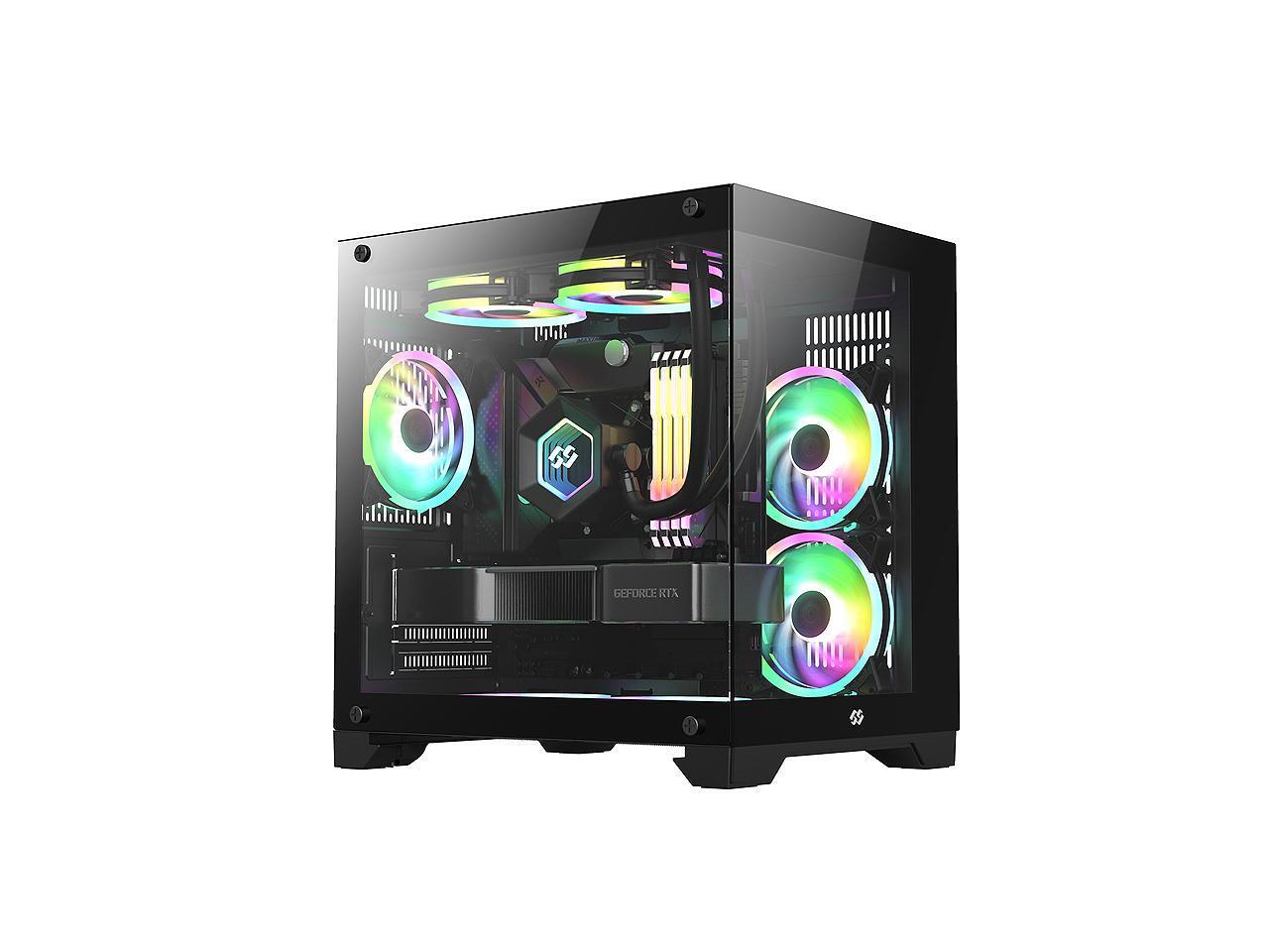 Bgears b-Pellucid MicroATX Black Micro ATX Tower Case, Tempered Glass Compact De
