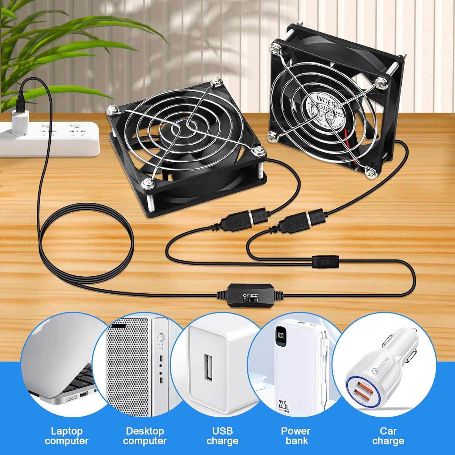 Mini 80Mm USB Computer PC Case Cooling 5V Powered Fan (Quiet), Cabinet Cooler Fa