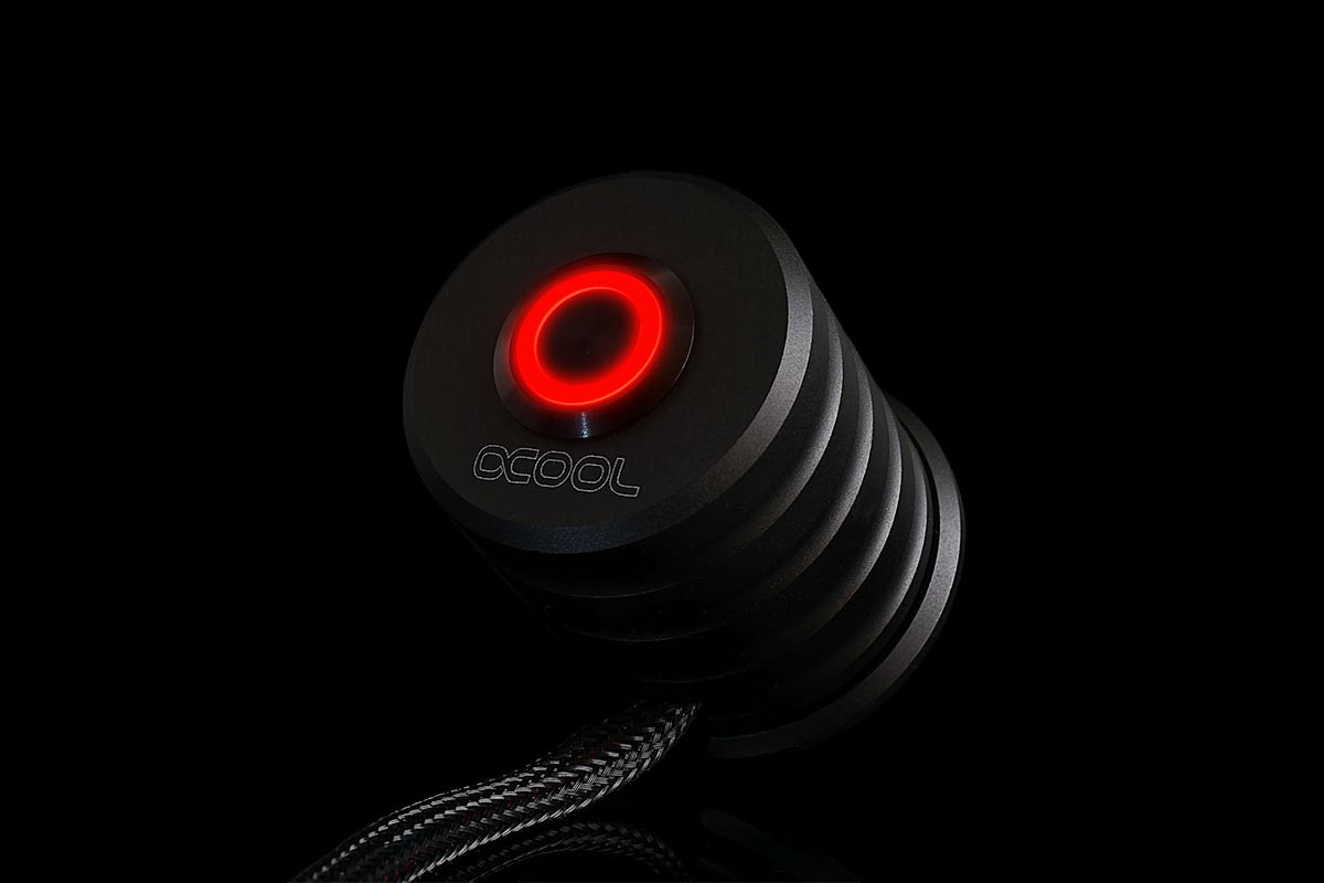Alphacool Power Button with Button 19mm Red Illuminated – Deep Black