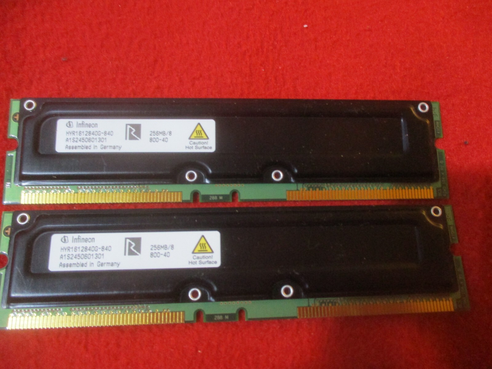 Lot of 2 Infineon RAM Memory Modules 256MB/8 800-40 Germany