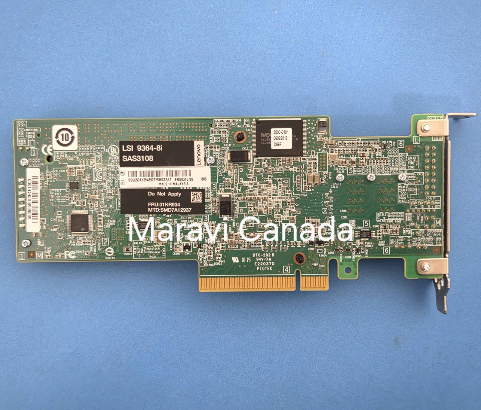 Lenovo LSI 9364-8i 12Gb/s SAS RAID Controller PCIe SAS3108 1GB Cache w/ Battery