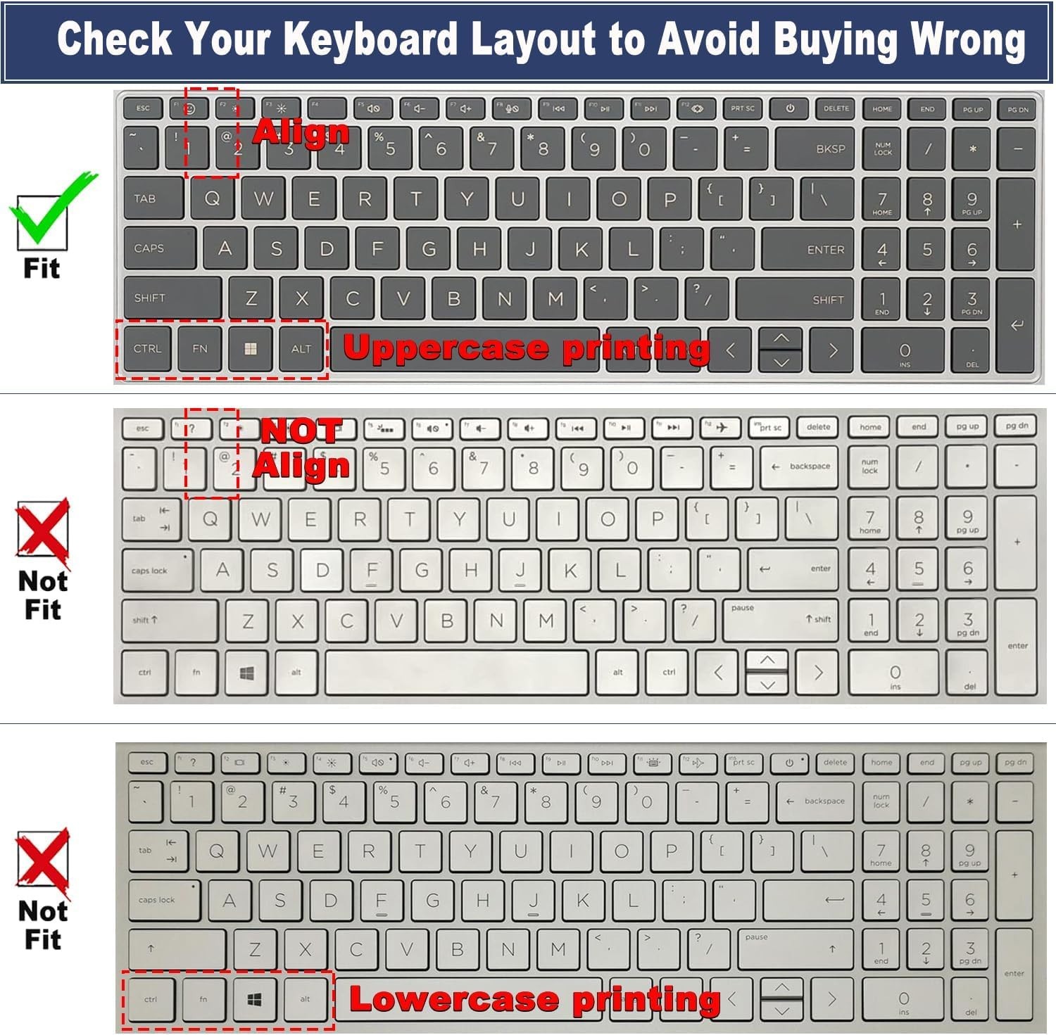 Keyboard Cover for 2025 2024 HP 15.6-inch Laptops (2023-2025 Models), Blue