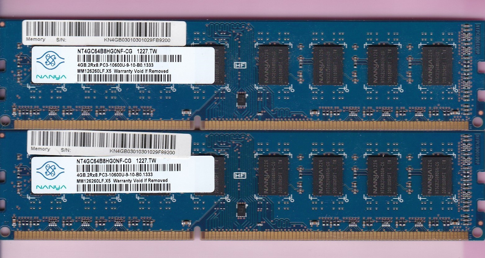 8GB 2x4GB PC3-10600 NANYA NT4GC64B8HG0NF-CG DDR3-1333 Desktop Ram Memory KIT