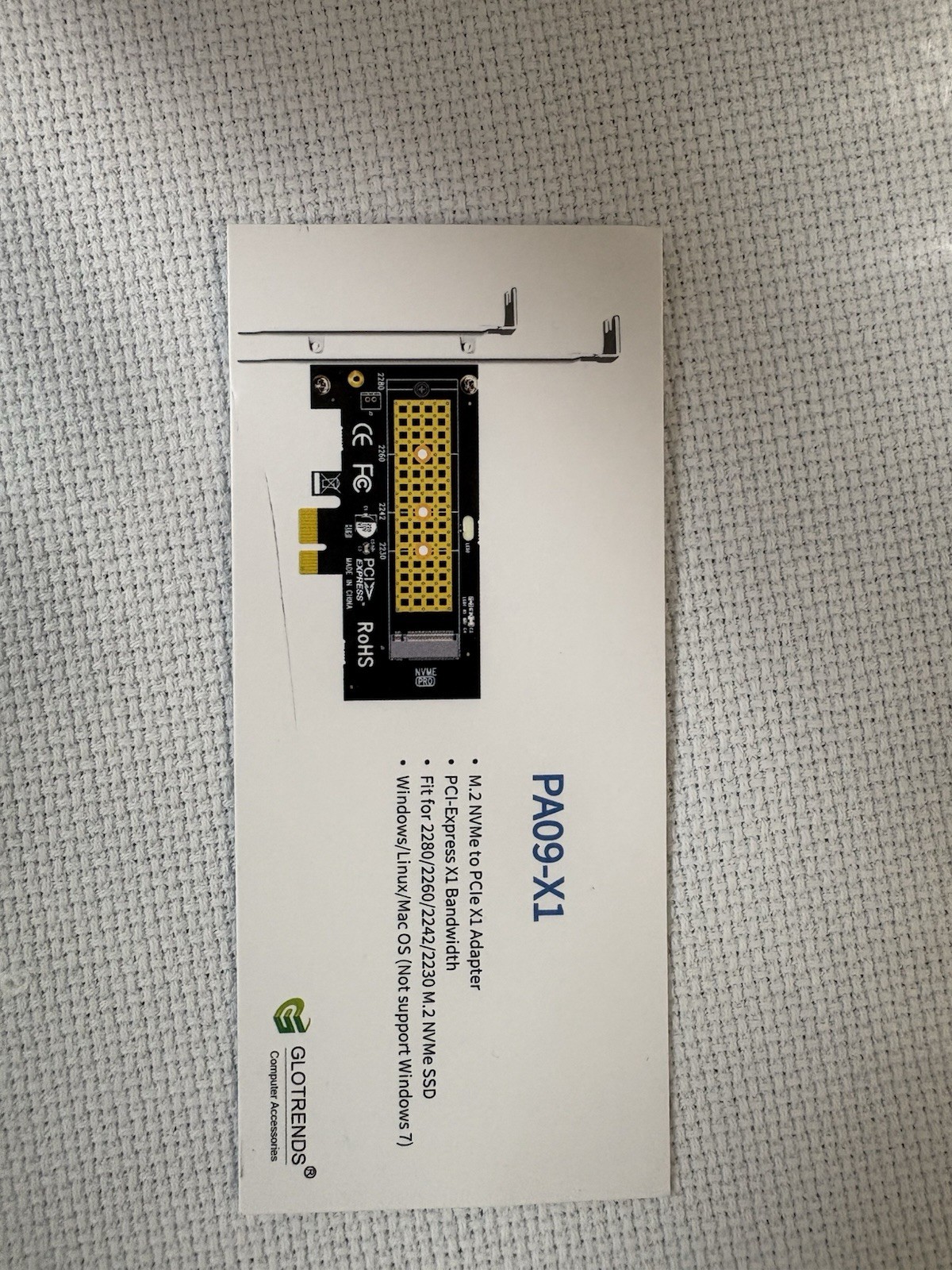GLOTRENDS PA09-X1 M.2 NVMe to PCIe x1 Adapter Card