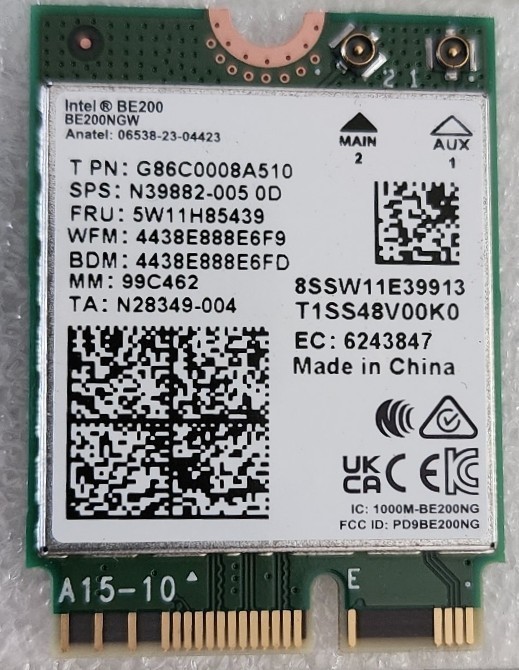 Intel BE200 vPro Wi-Fi 7 with BT 5.4 for Intel based system HP MM#99C462