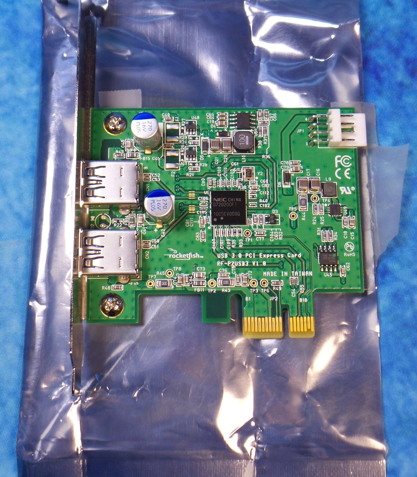 Rocketfish 2-Port USB 3.0 PCI-e Express 1x RF-P2USB3 V1.0 Floppy 4-Pin PWR