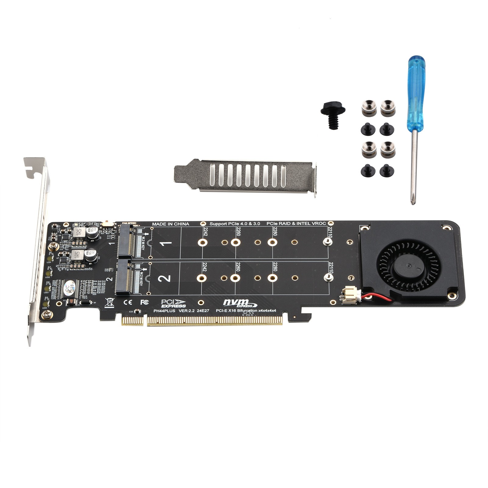 New Supports 4 Nvme M.2 SSD Expansion Split Card PCIE 4.0 x16 4 x 32Gbps