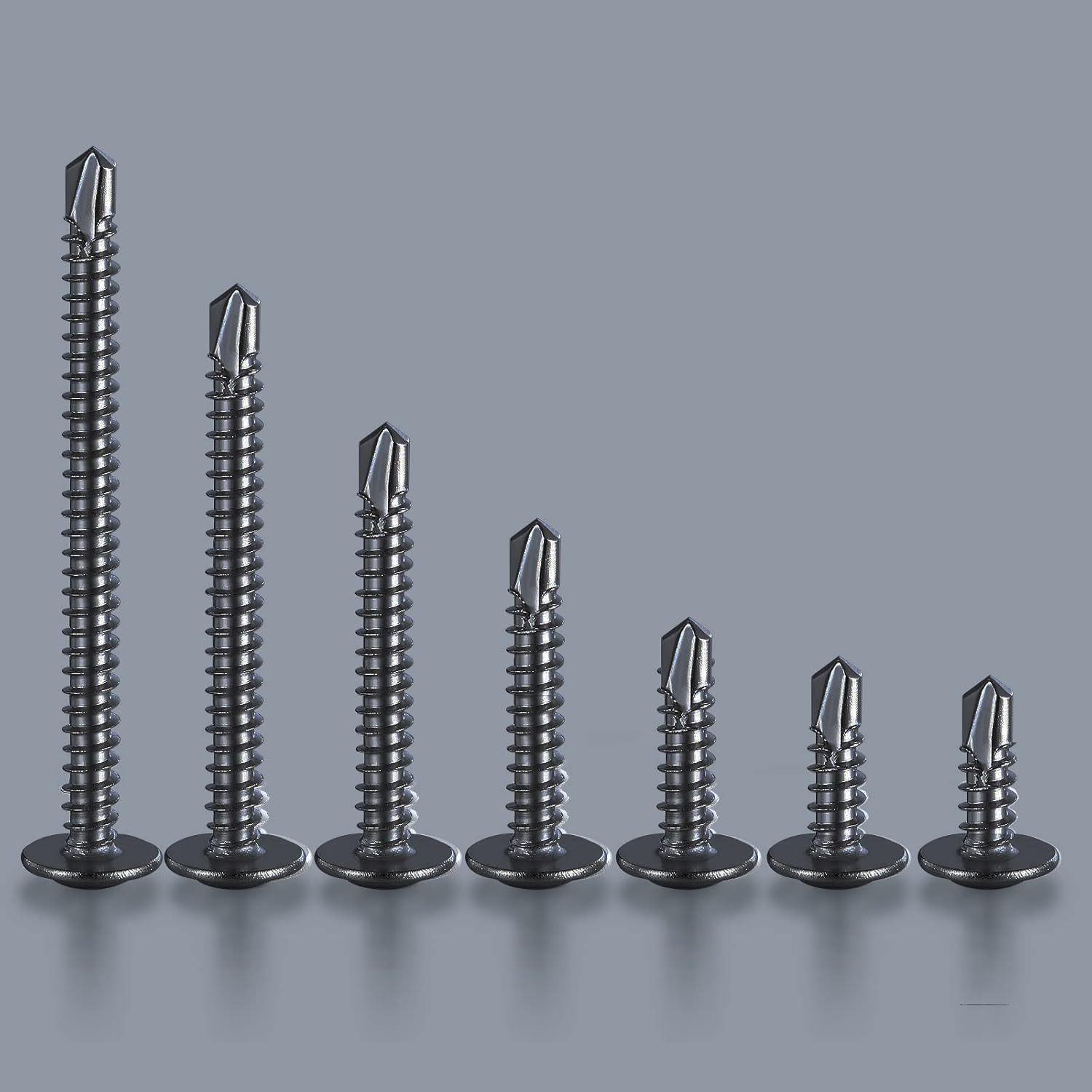 (300Pcs)#8×3/4” for Sheet Metal Self-Tapping Screws 410 Black Stainless Steel Tr