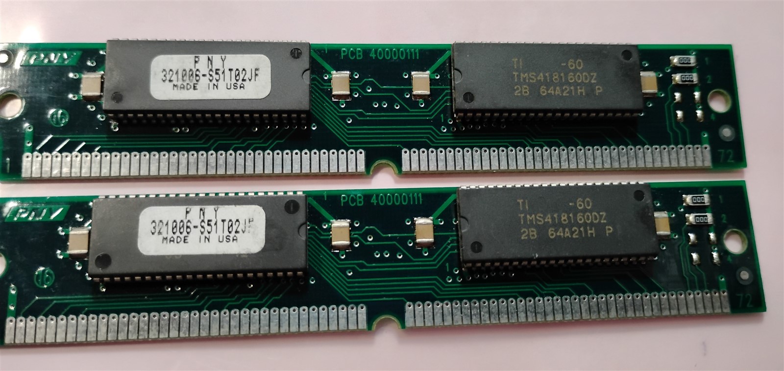 8MB 2x4MB PNY 321006-S51T02JF TI 60ns FPM 1Mx32 SIMM Non-Parity Ram Memory Kit