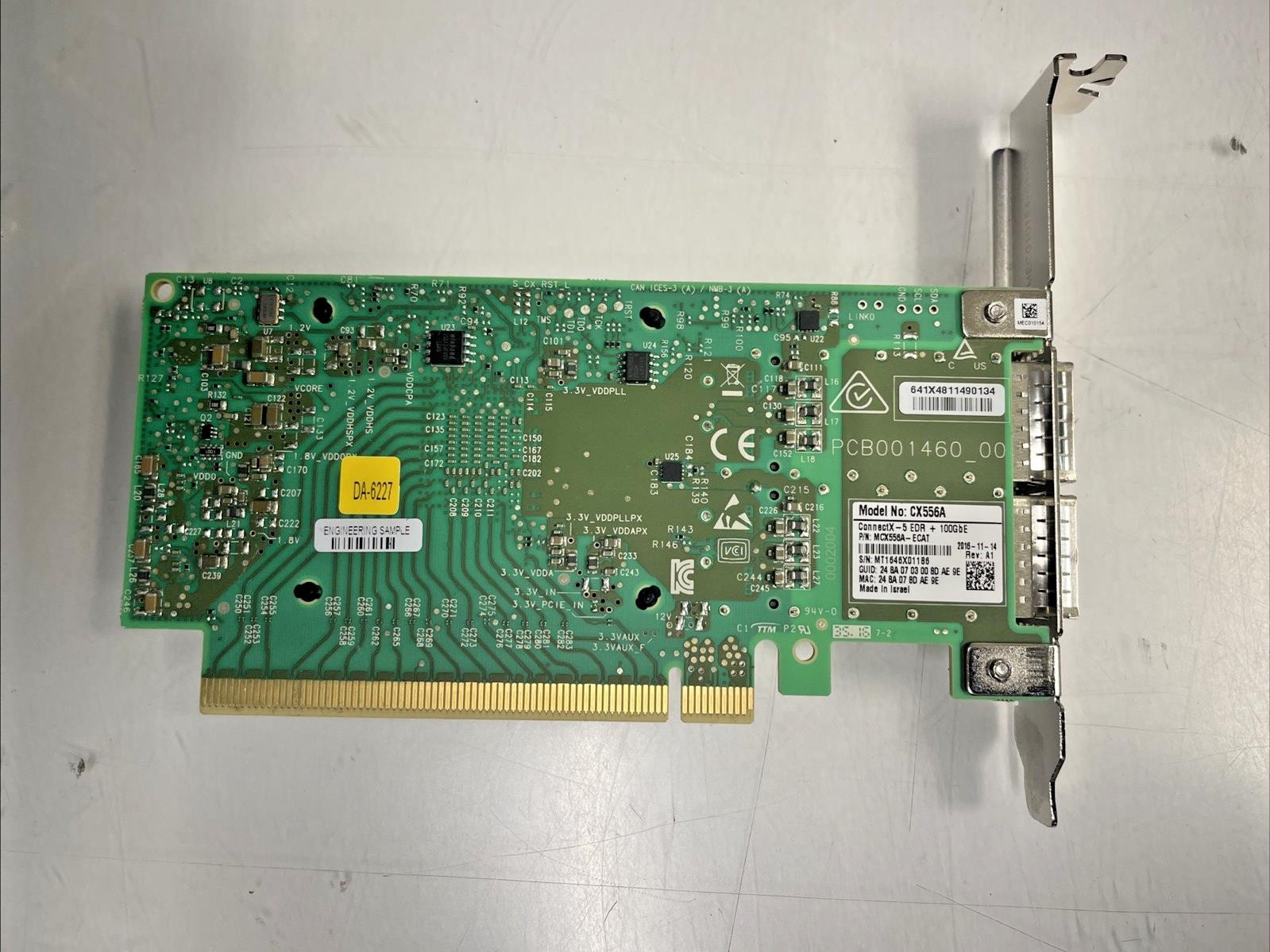 Mellanox CX556A MCX556A-ECAT ConnectX-5 EDR+100GBE Adapter ENGINERING SAMPLE +