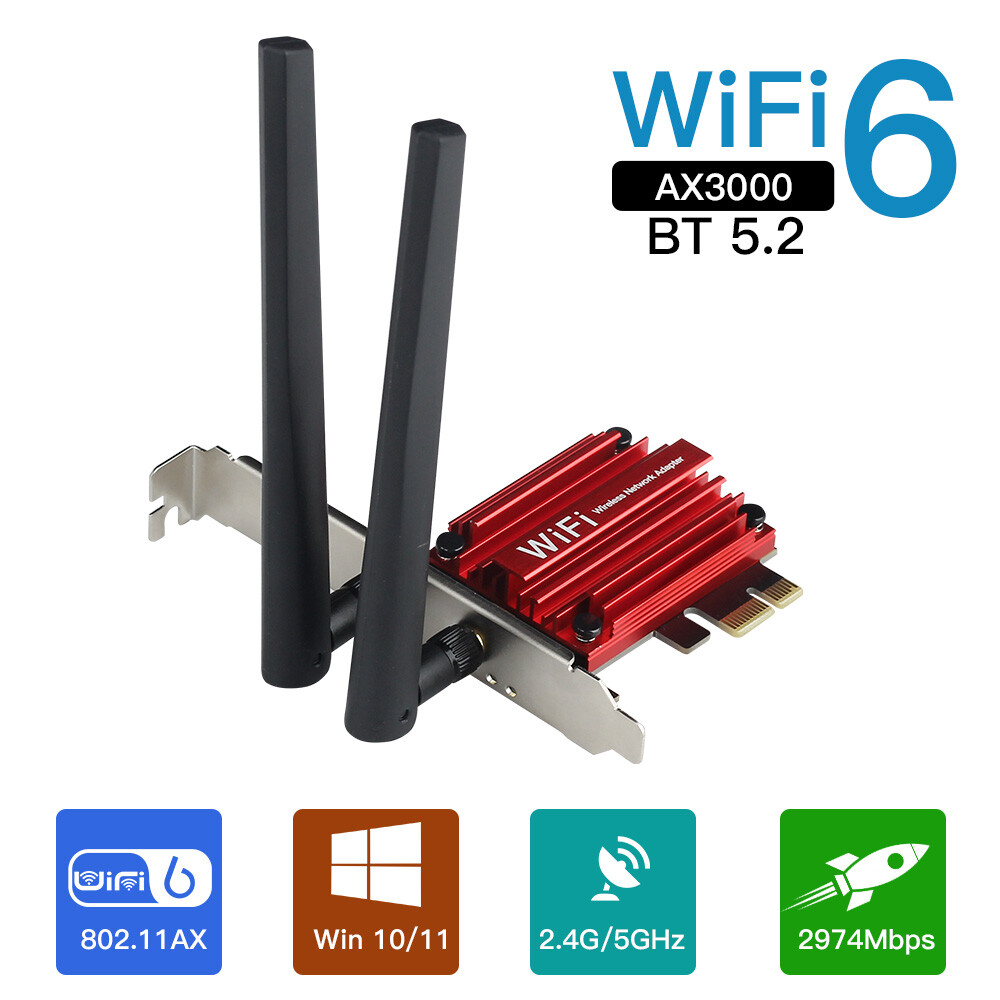 Intel AX200 AX3000M WiFi 6 𝗣𝗖𝗜𝗲 𝗪𝗶𝗙𝗶 𝗖𝗮𝗿𝗱 Dual Band Network Adapter