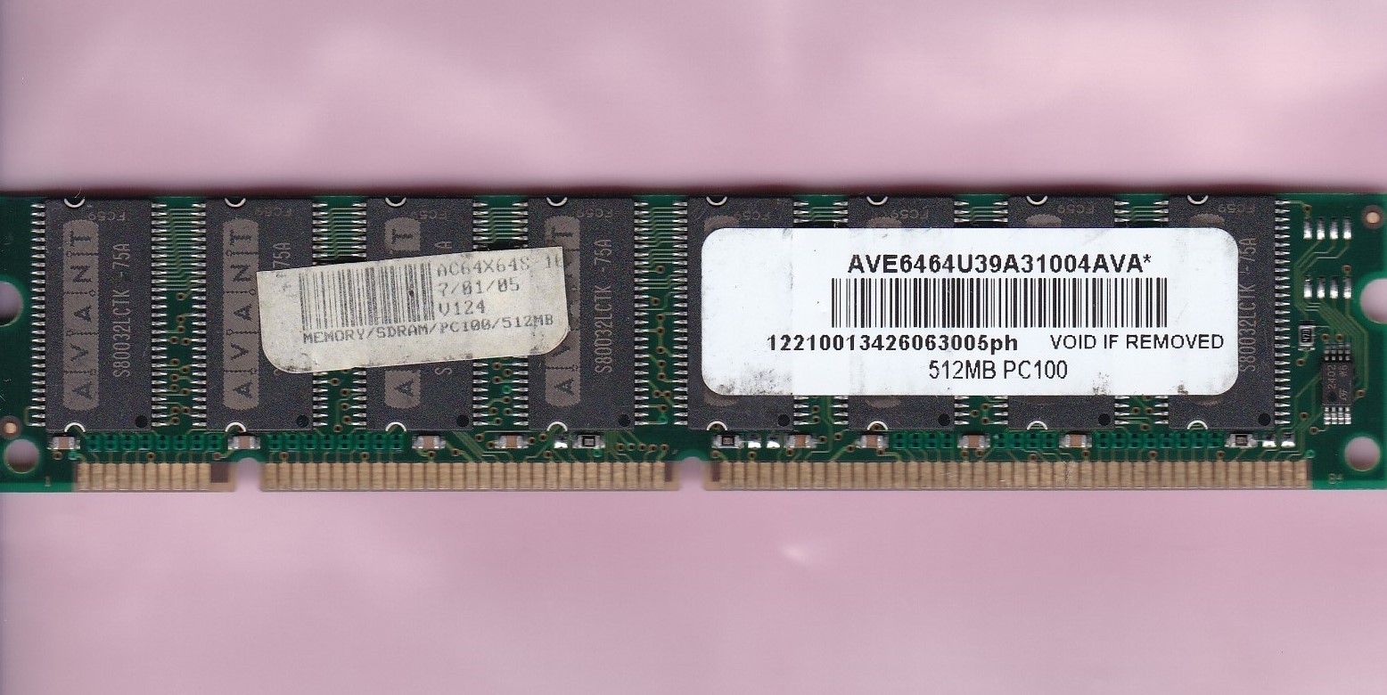 512MB PC-100 AVANT AVE6464U39A31004AVA DUAL RANK 32Mx8 PC100 SDRAM Ram Stick