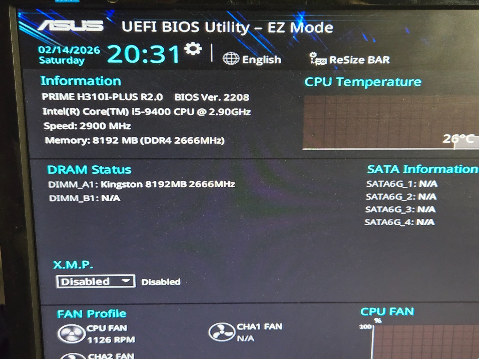Asus H310i-Plus R2.0 Mini ITX Motherboard i5-9400, 8GB Memory Windows Pro