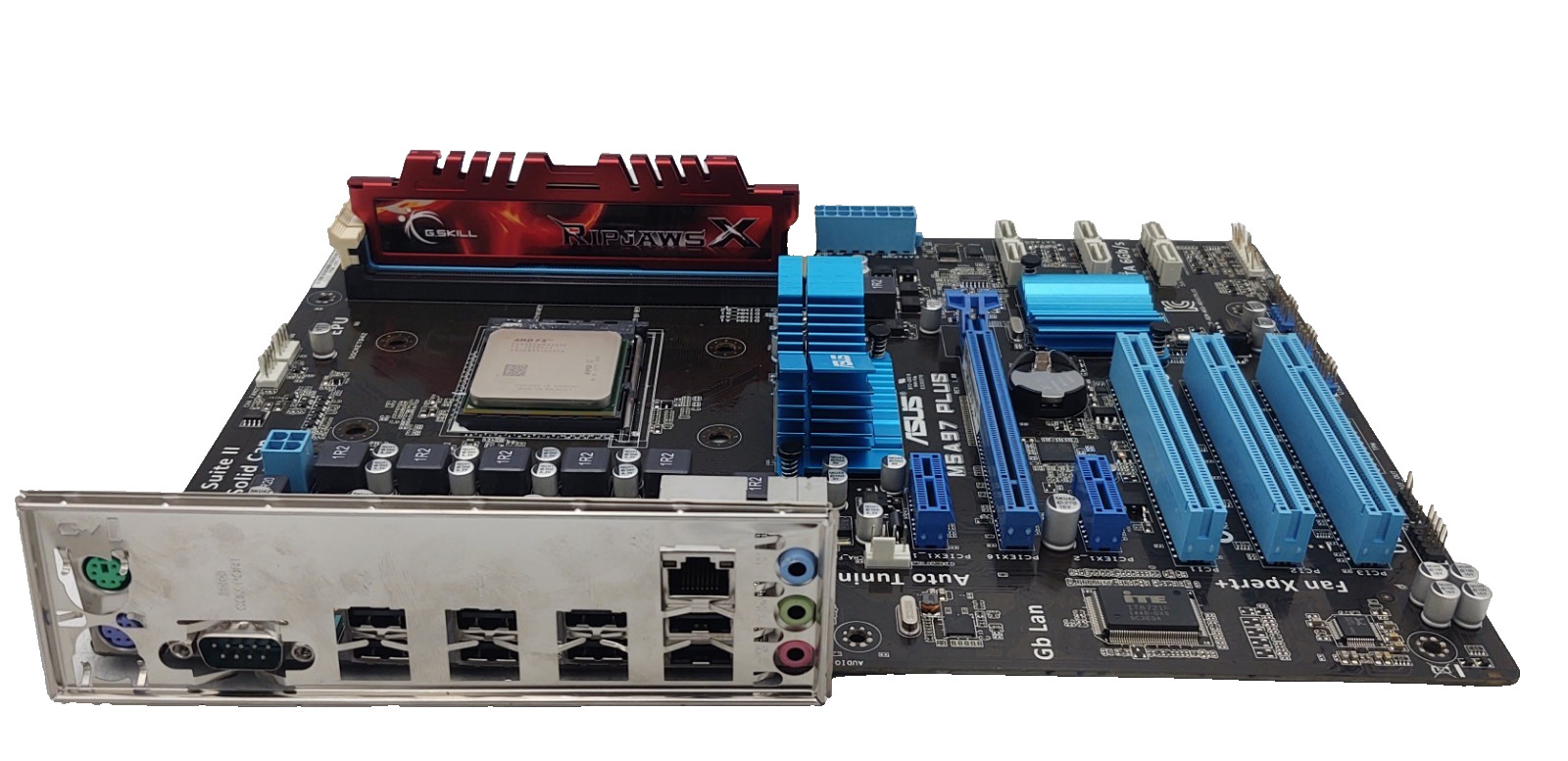 ASUS M5A97 PLUS motherboard W/ AMD FX CPU + 8GB RAM + I/O SHUELD
