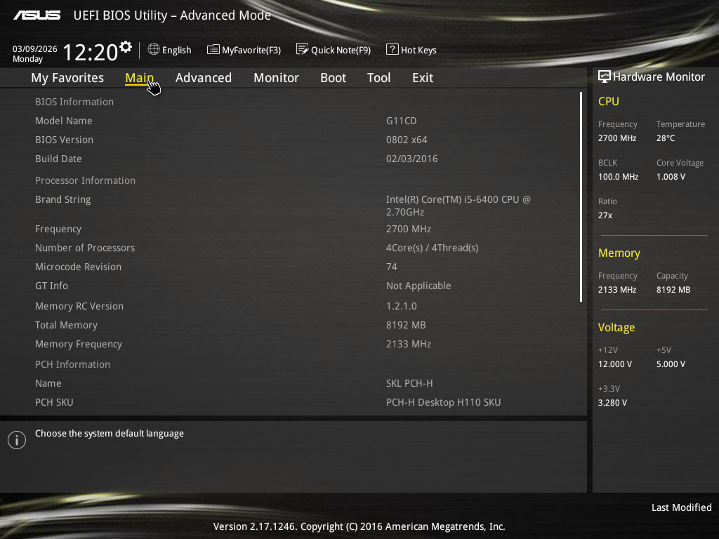 ASUS H110-I/G11CD/DP mATX Core i5-6400 2.7GHz 8GB DDR4 RAM NO IO SHIELD