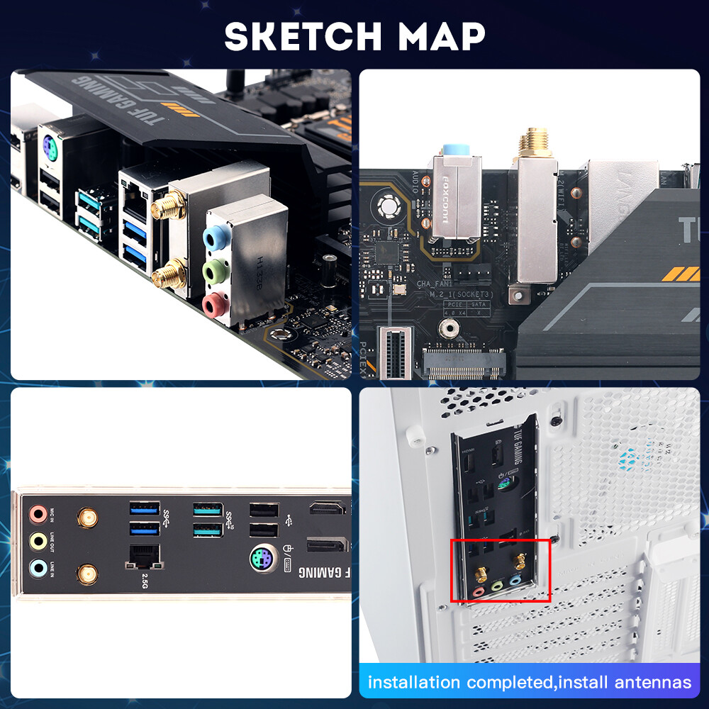 WI-FI Go NGFF M.2 with WiFi 6E AX210 WiFi Card Dual Antenna for ASUS motherboard