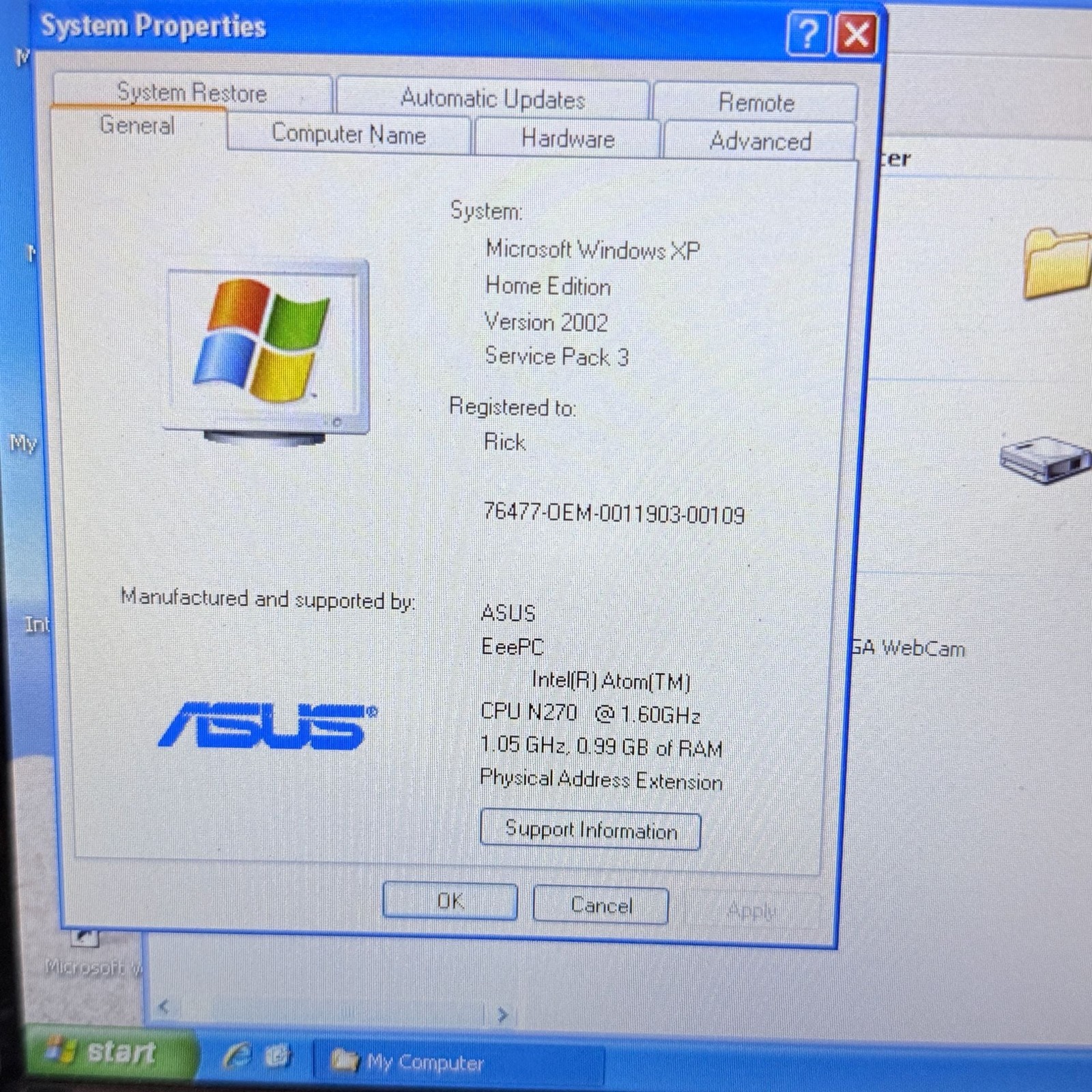ASUS Eee PC Seashell 1005HA Netbook Black with Original Box