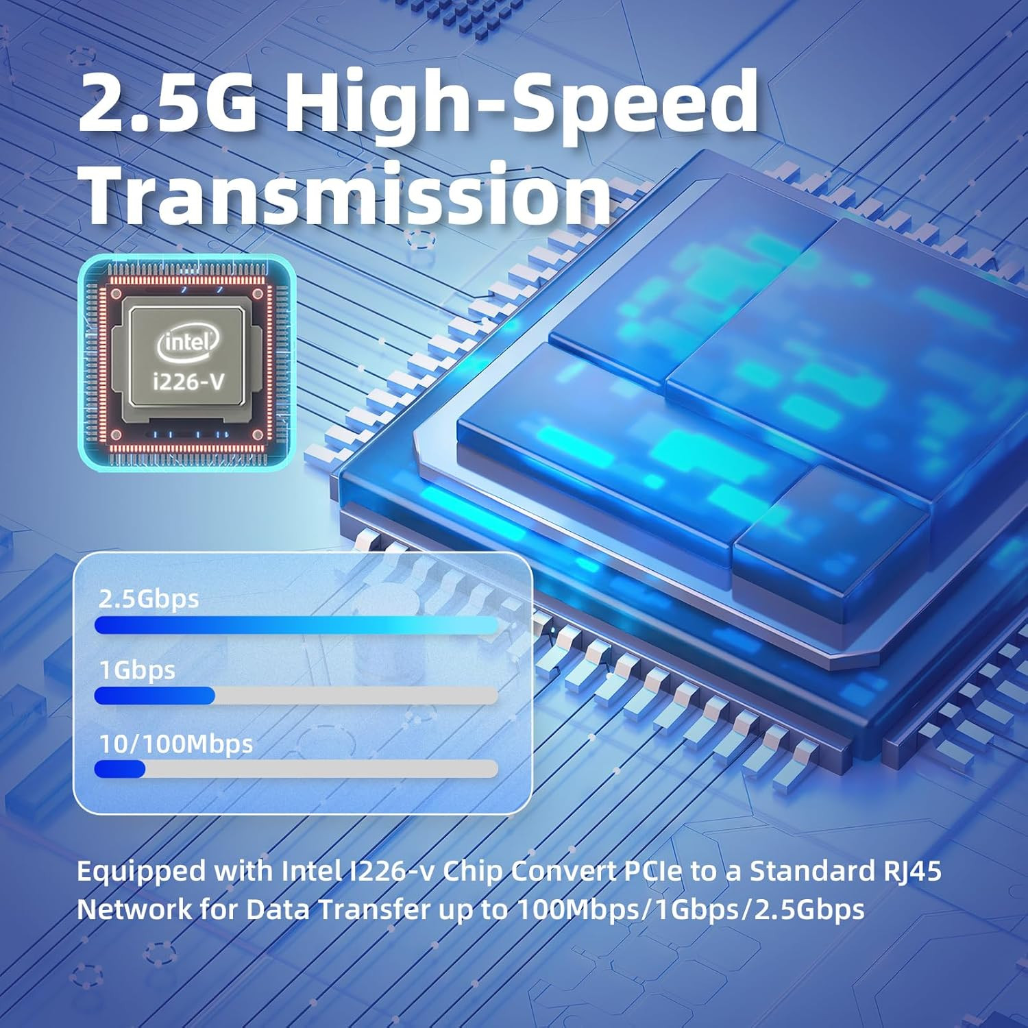2.5Gb PCIe Network Card with Intel I226-V Chip, 2.5GBase-T Network Adapter NIC,