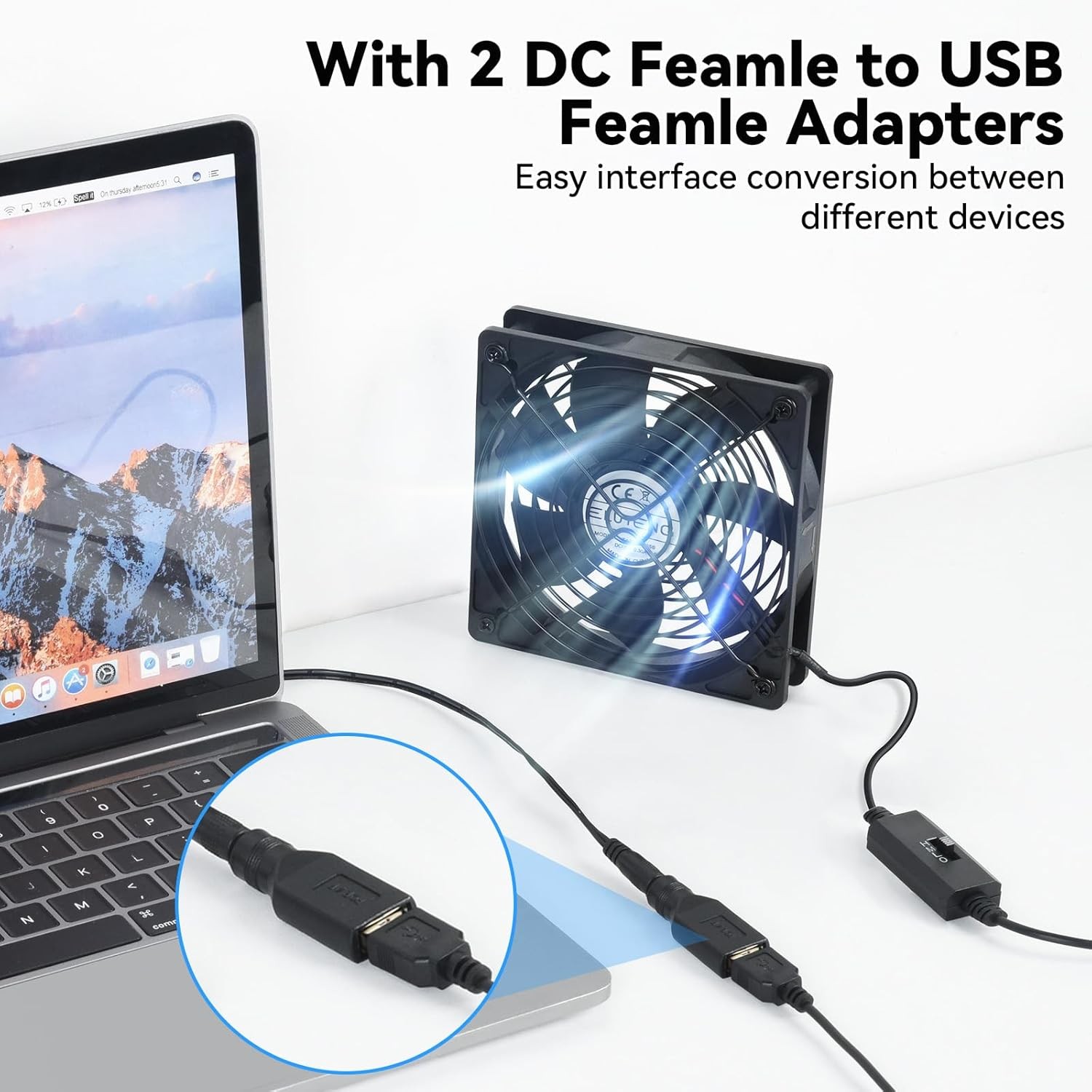 120Mm USB Computer Fan 5V PC Cooling Fan with 3 Adjustable Speeds DC to USB