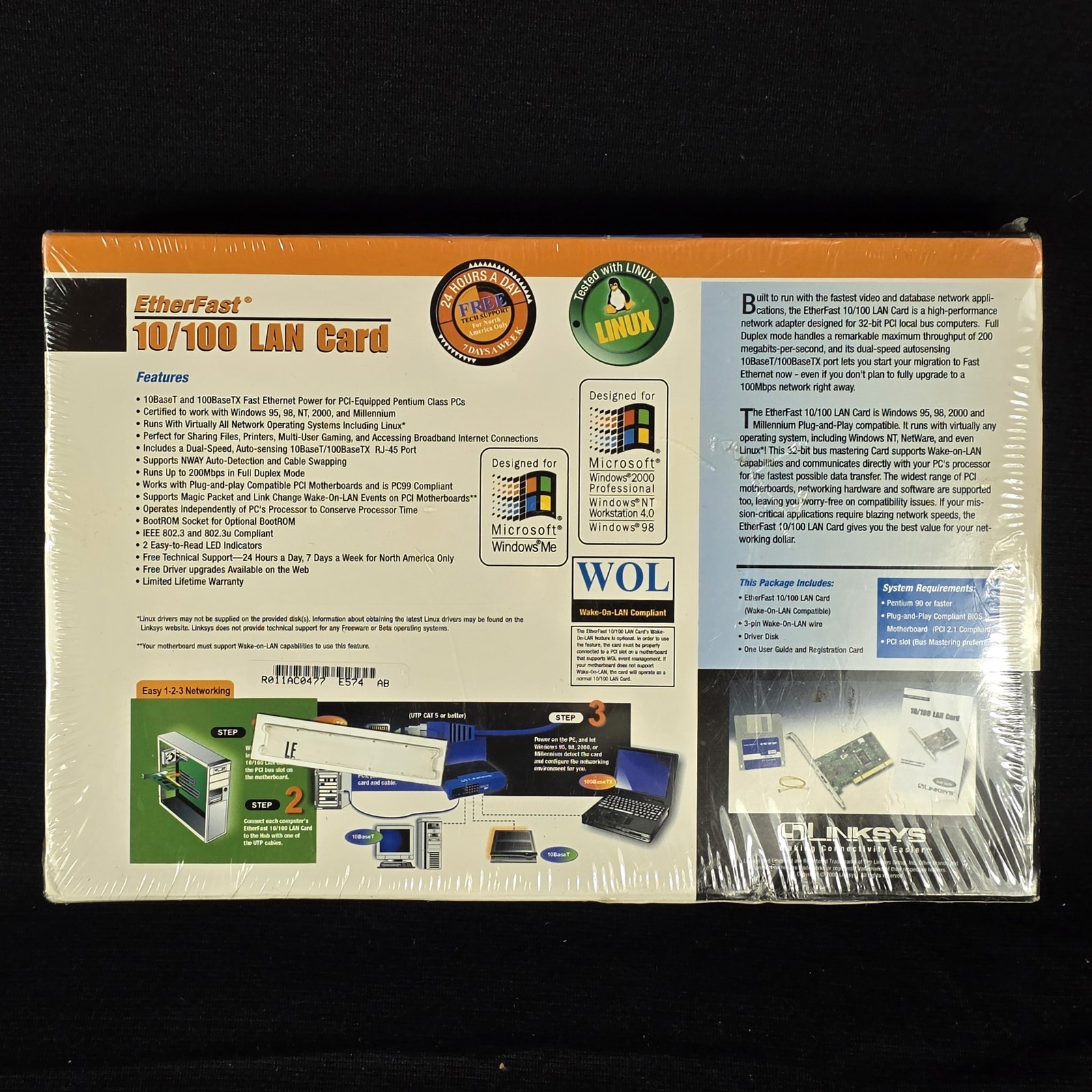 Linksys EtherFast LNE100TX 10/100 PCI Fast Ethernet LAN Network Card New Sealed