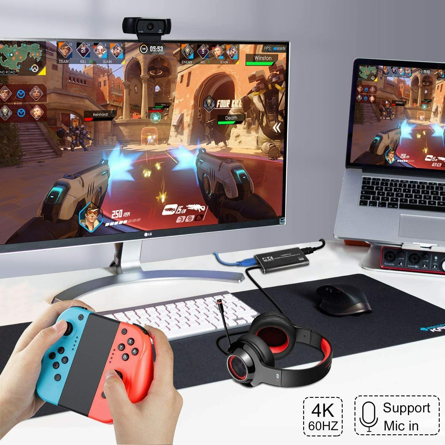 DIGITNOW 4K Audio Video Capture Card, USB 3.0 HDMI Video Capture Device Full HD