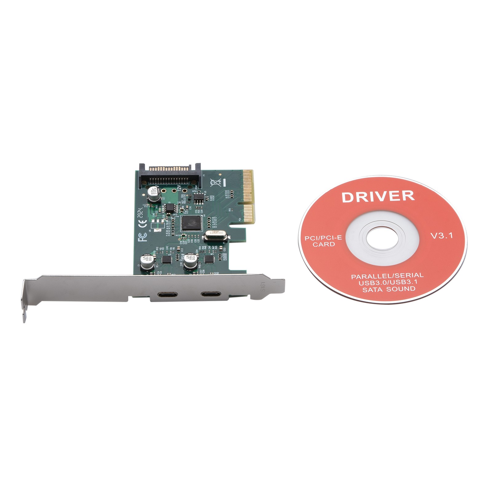 PCIE 4X Expansion Card PCI-E to USB 3.1 Type C Dual Port Adapter Module