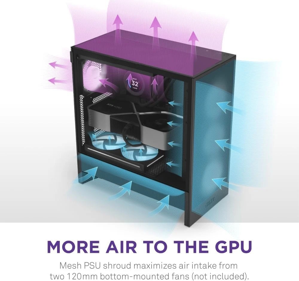 High Airflow H5 Flow 2024 ATX Mid-Tower Case – 360mm Radiator Support Included