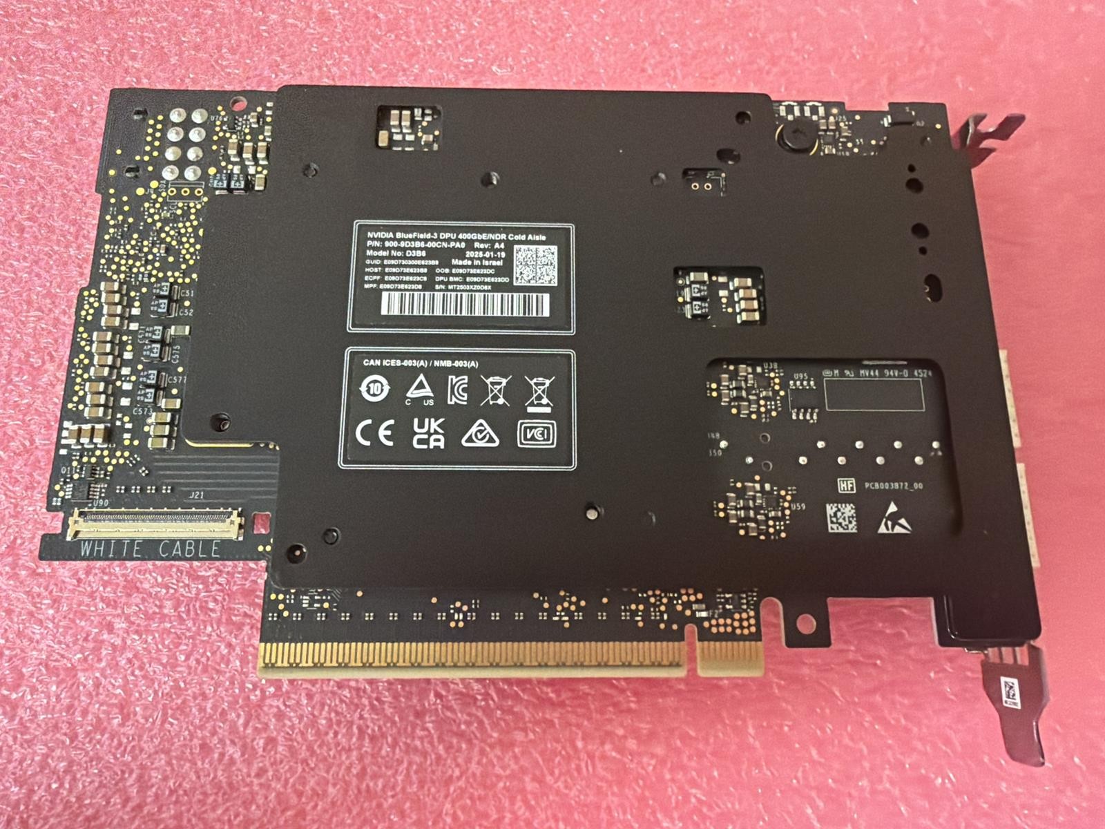 MELLANOX NIVIDIA BLUEFIELD-3 D3B6 900-9D3B6-00CN-PA0 DPU 400GbE/NDR REV: A4