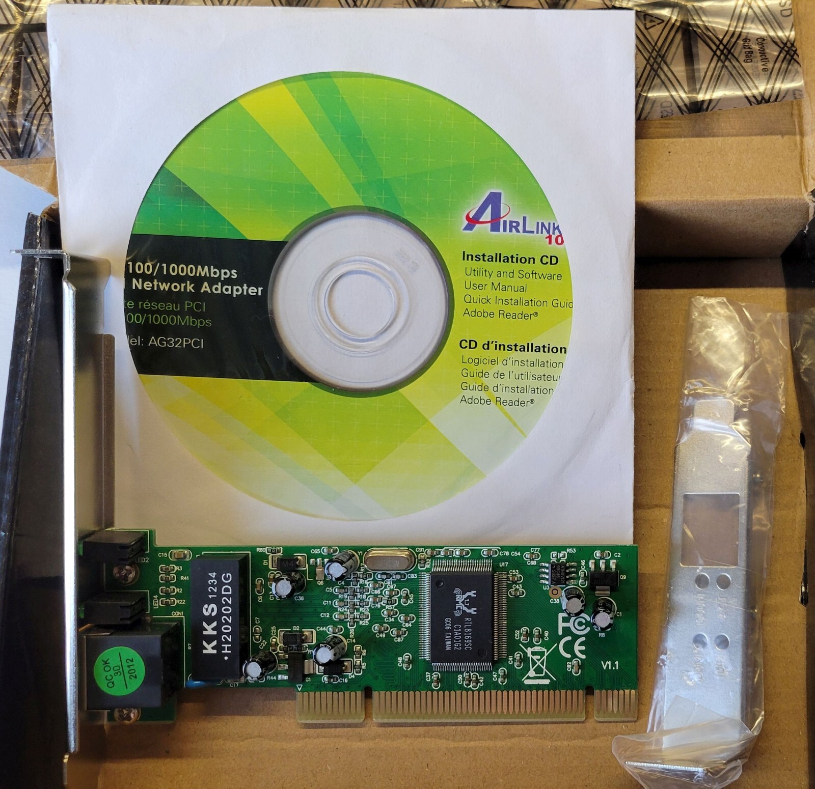Airlink 101 1x RJ-45 10/100/1000Mpbs PCI Network Adapter Card AG32PCI Realtek