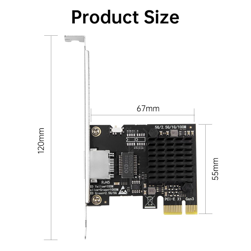 5GbE PCIe Network Card RTL8126 Multi-Gigabit Ethernet Adapter for Desktop Gaming