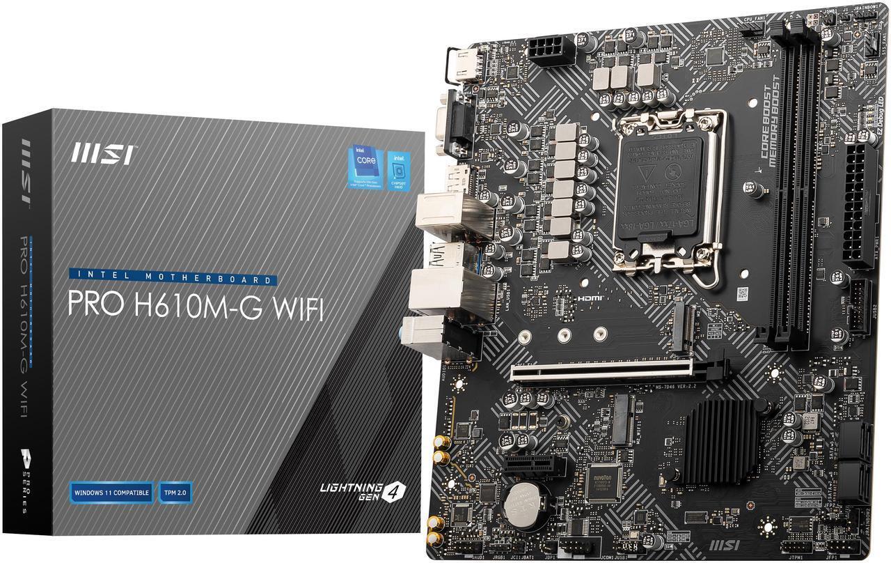 (Factory Refurbished) MSI PRO H610M-G WIFI LGA 1700 Intel Micro ATX Motherboard