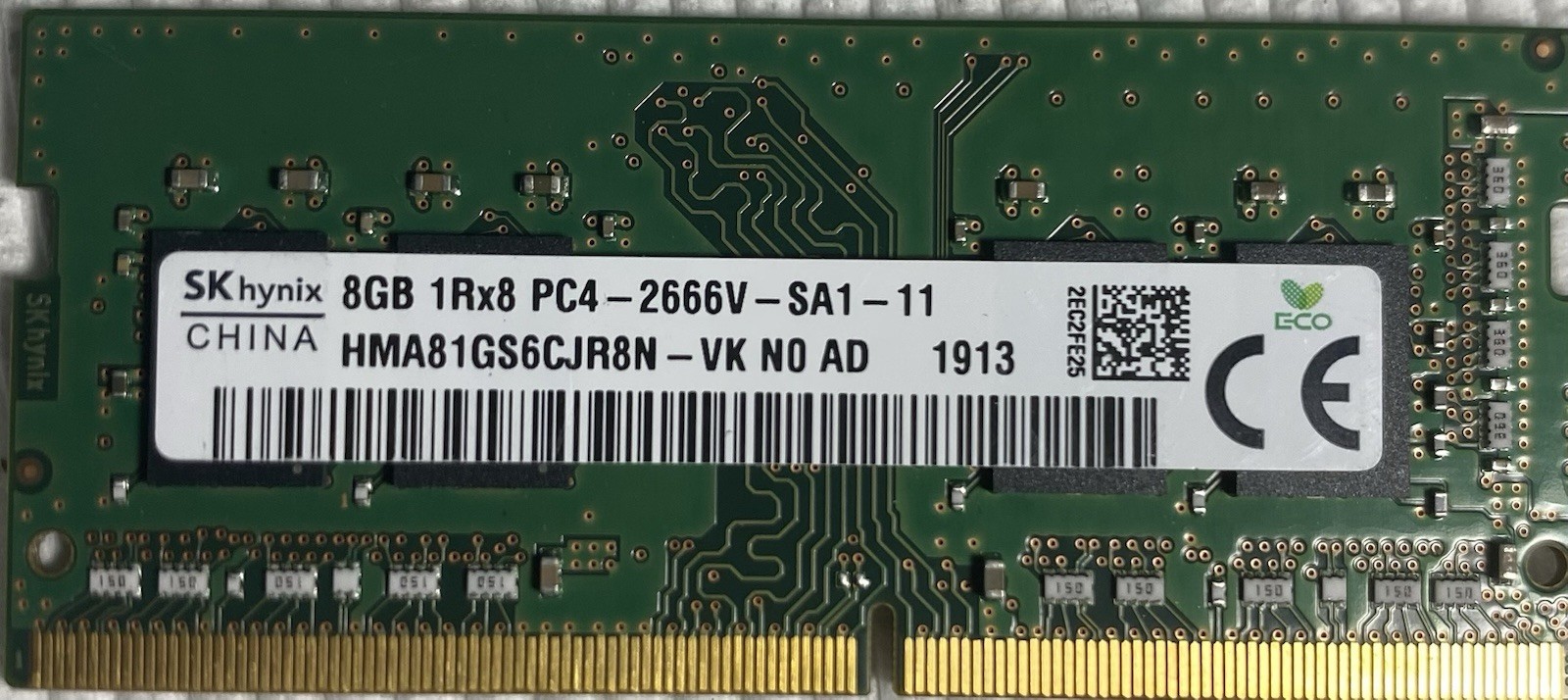 SK HYNIX 8GB PC4-2666V Laptop Ram / SO-DIMM Memory – HMA81GS6CJR8N – VK N0 AC