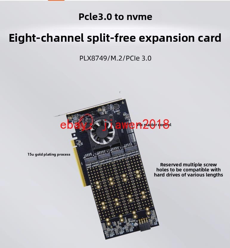 PEX8749 8Ports M.2 NVMe SSD PCI-E X16 PLX8749 Adapter M.2 IT Mode ZFS TrueNAS US