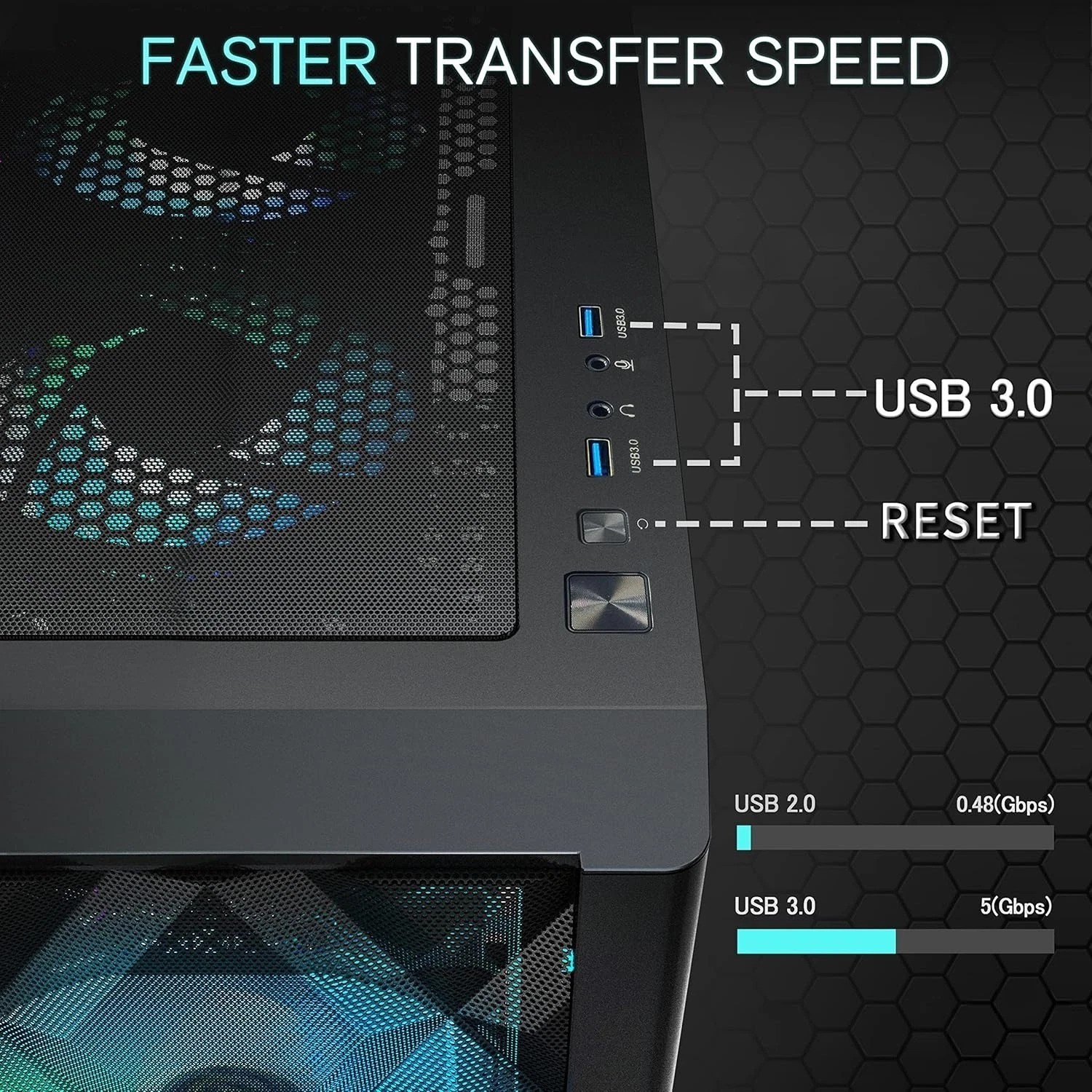 Large ATX Case with 6 Addressable ARGB Fans & Tempered Glass for Optimal Cooling